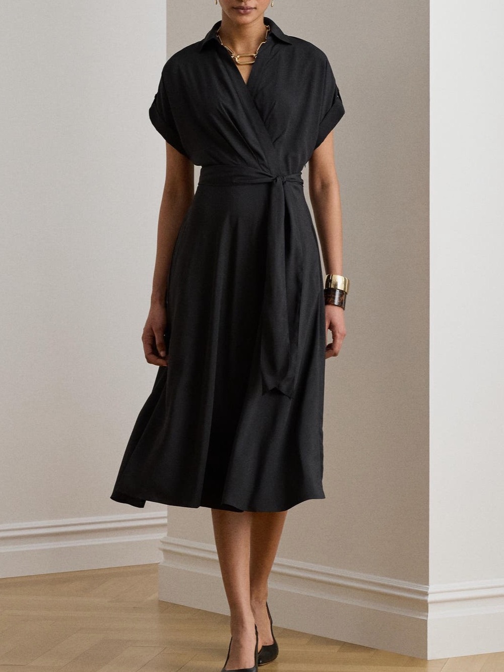 Ralph Lauren Belted Crêpe Dress